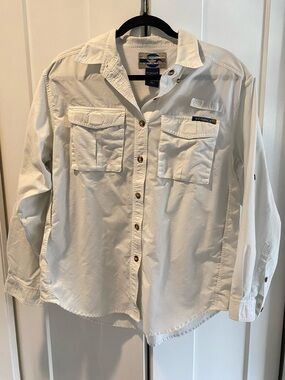 ExOfficio White Mesh Fishing/Hiking Shirt with lightweight quality fabric